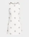 Alice And Olivia Clyde Embellished Fitted Aline Shift Dress In Off White