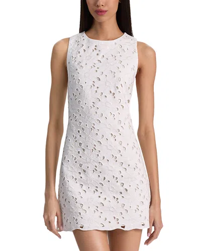 Alice And Olivia Clyde Laser-cut Denim Dress In White