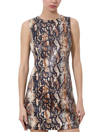 Alice And Olivia Clyde Faux Snakeskin Mini Shift Dress In Snake Combo