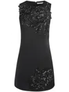 Alice And Olivia Clyde Embellished A-line Dress In Black