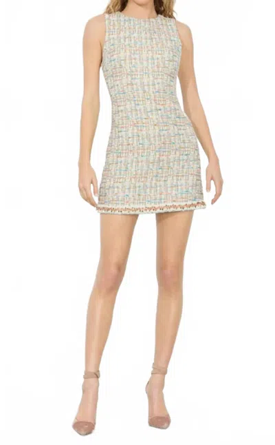 Alice And Olivia Clyde Mini Dress In Off White Multi