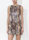 Alice And Olivia Clyde Faux Snakeskin Mini Shift Dress In Multi