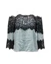 Alice And Olivia Alice & Olivia Cold Shoulder Lace Top In Mint Green Silk In Green