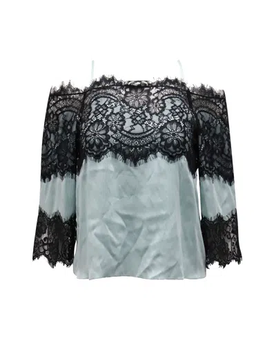 Alice And Olivia Alice & Olivia Cold Shoulder Lace Top In Mint Green Silk