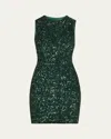 Alice And Olivia Coley Sequin Mini Dress In Forest Green