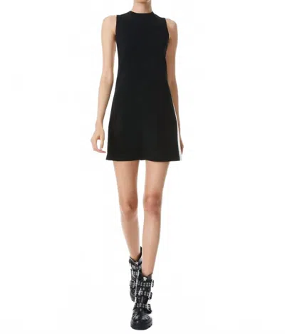 Alice And Olivia Coley Side Panel Dress In Black/ecru