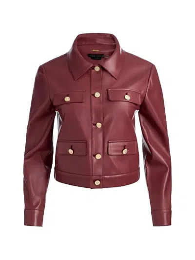 Alice + Olivia Alex Faux-leather Boxy Jacket In Brown