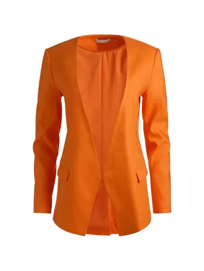 Alice And Olivia Collarless Angled Blazer In Orange