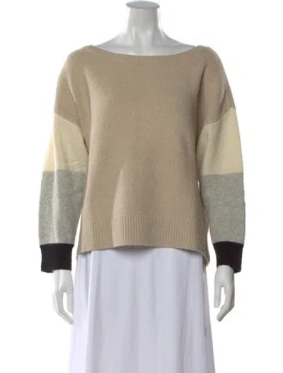 Pre-owned Alice + Olivia Colorblock Pattern Bateau Neckline Sweater In Neutral