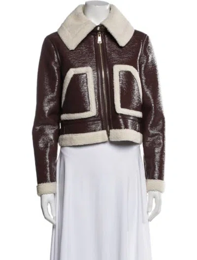 Pre-owned Alice And Olivia Colorblock Pattern Biker Jacket In White