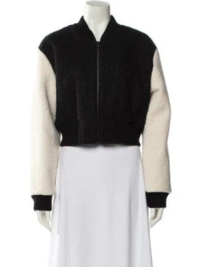 Pre-owned Alice And Olivia Colorblock Pattern Bomber Jacket W/ Tags In Black
