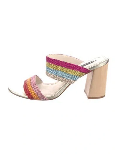 Pre-owned Alice And Olivia Colorblock Pattern Braided Accents Slides In Pink