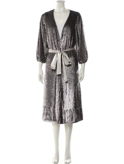 Pre-owned Alice And Olivia Colorblock Pattern Coat In Silver