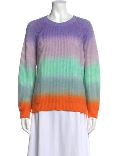 Pre-owned Alice + Olivia Colorblock Pattern Crew Neck Sweater In Purple