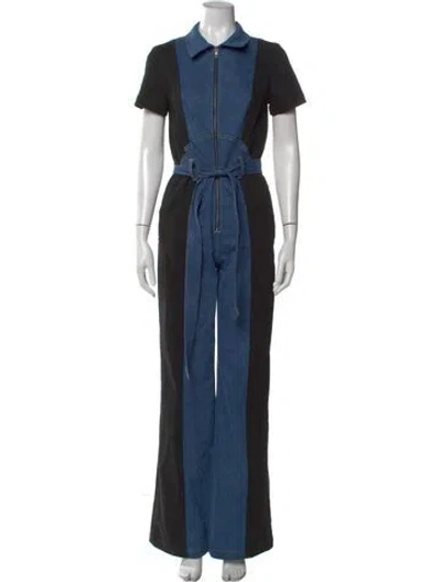 Pre-owned Alice And Olivia Colorblock Pattern Jumpsuit In Blue
