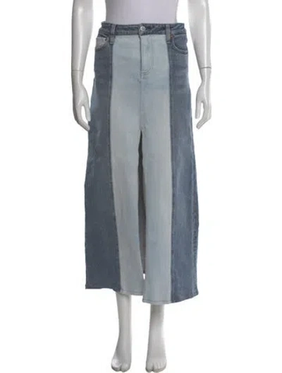 Pre-owned Alice And Olivia Colorblock Pattern Midi Length Skirt In Blue