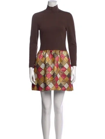Pre-owned Alice And Olivia Colorblock Pattern Mini Dress