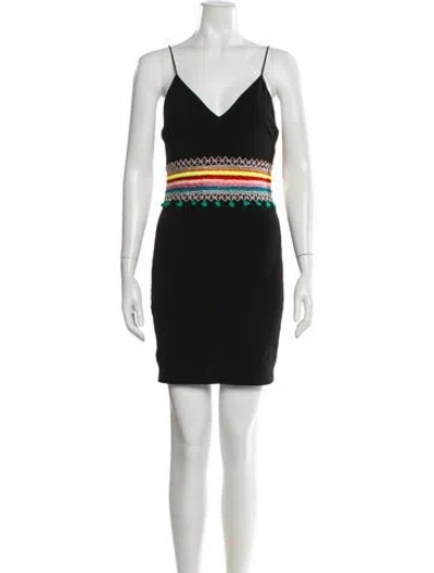 Pre-owned Alice And Olivia Colorblock Pattern Mini Dress In Black