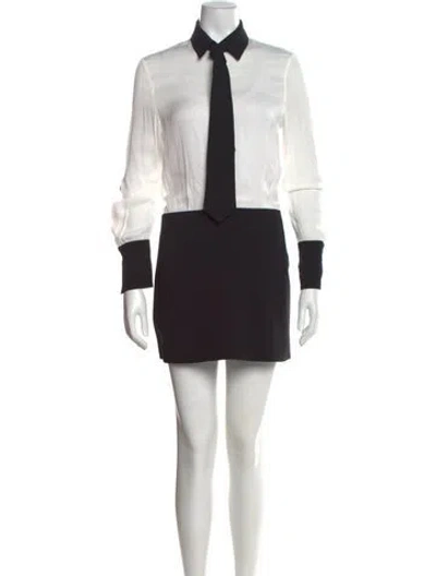 Pre-owned Alice And Olivia Colorblock Pattern Mini Dress In Black