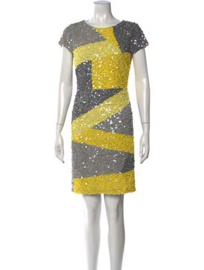 Pre-owned Alice And Olivia Colorblock Pattern Mini Dress In Multi