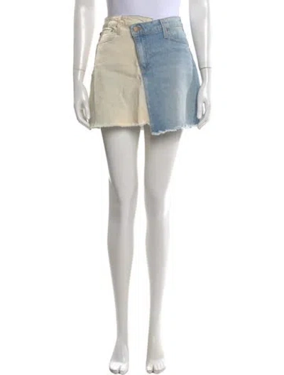 Pre-owned Alice And Olivia Colorblock Pattern Mini Skirt In Blue