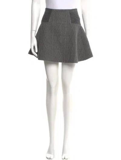 Pre-owned Alice And Olivia Colorblock Pattern Mini Skirt In Gray