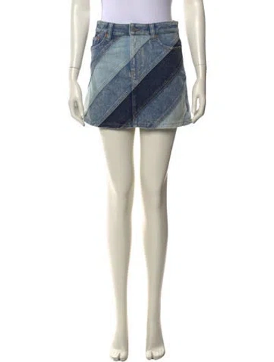 Pre-owned Alice And Olivia Colorblock Pattern Mini Skirt In Neutral