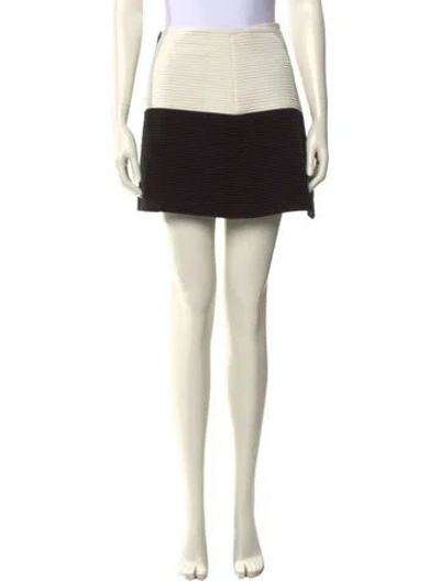 Pre-owned Alice And Olivia Colorblock Pattern Mini Skirt In Neutral