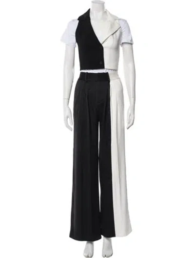Pre-owned Alice And Olivia Colorblock Pattern Pant Set In Black