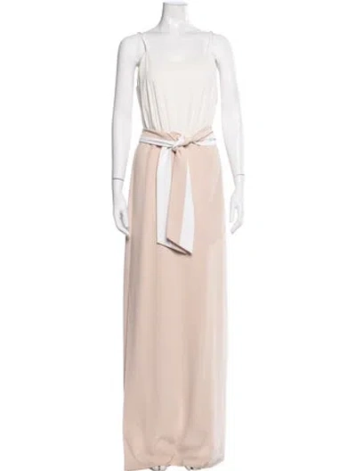 Pre-owned Alice And Olivia Colorblock Pattern Scoop Neck Jumpsuit In Neutral