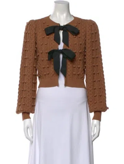 Pre-owned Alice And Olivia Colorblock Pattern Scoop Neck Sweater In Brown