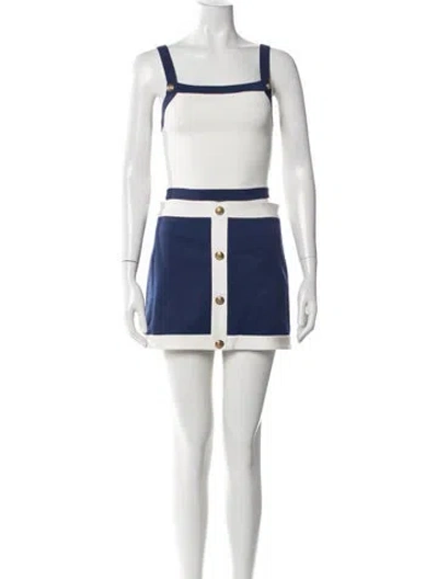 Pre-owned Alice And Olivia Colorblock Pattern Skirt Set In White
