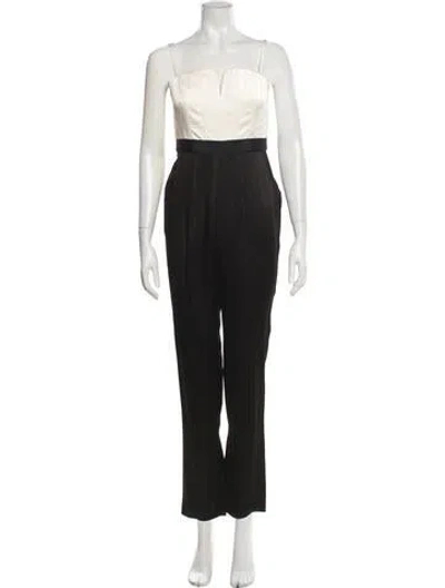 Pre-owned Alice And Olivia Colorblock Pattern Strapless Jumpsuit In Black