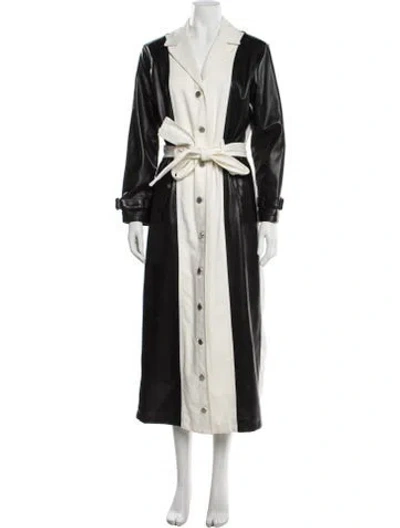 Pre-owned Alice + Olivia Colorblock Pattern Trench Coat In Black