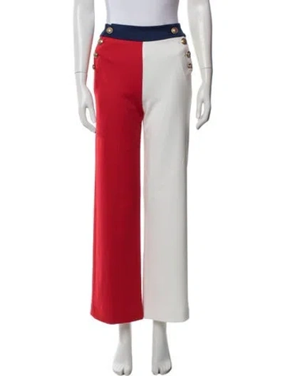 Pre-owned Alice And Olivia Colorblock Pattern Wide Leg Pants W/ Tags In Red