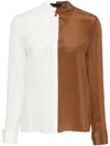 Alice And Olivia Alice + Olivia Willa Colorblock Silk Button-up Shirt In Weiss