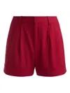 Alice And Olivia Conry Linen Blend Shorts In Red