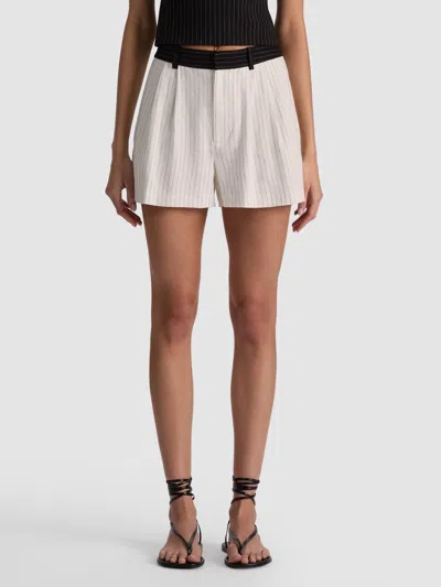 Alice And Olivia Conry Linen Combo Short In White