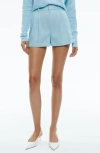 ALICE AND OLIVIA CONRY PLEATED LINEN BLEND SHORTS