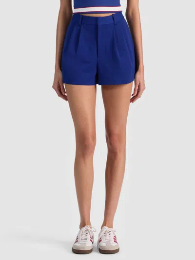 Alice And Olivia Conry Pleated Shorts In Blue
