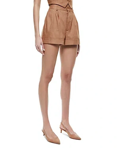 Alice And Olivia Conry Pleated Shorts In Tan