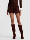 Alice And Olivia Conry Suede Short In Brown