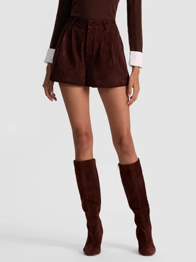 Alice And Olivia Conry Suede Short In Brown