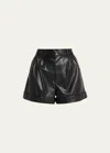 Alice And Olivia Conry Vegan Leather Pleated Cuff Short In Black