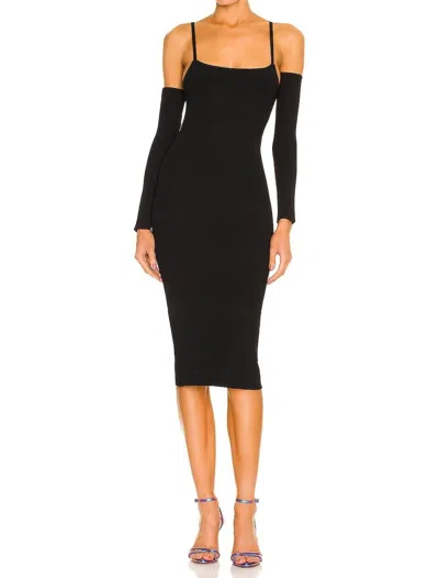 Alice And Olivia Convertible Ribbed Knit Midi Dress In Black