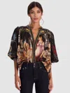 Alice And Olivia Cora Longsleeved Button-down Top In Multi