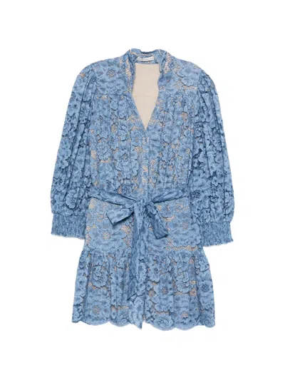 Alice And Olivia Cora Mini Dress In Blue