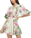 Alice And Olivia Alice + Olivia Cora Cotton Mini Dress In White Floral