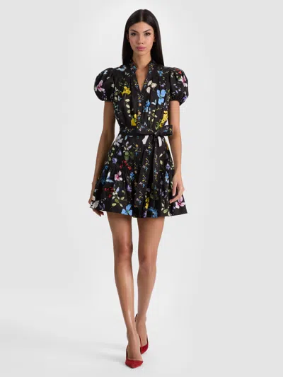 Alice And Olivia Cora Mini Shirt Dress In Black
