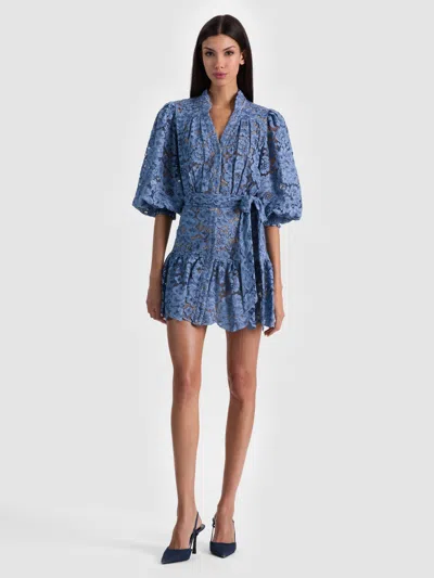Alice And Olivia Cora Mini Shirt Dress In Blue
